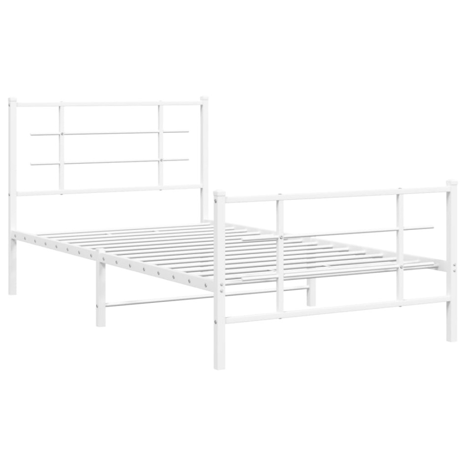 Estructura cama sin colchón con estribo metal blanco 100x190