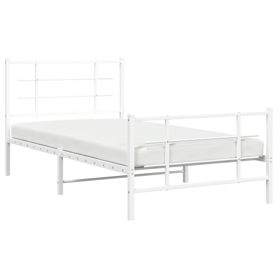 Estructura cama sin colchón con estribo metal blanco 100x190