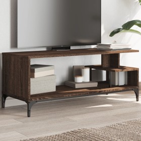 Mueble de TV madera de ingeniería y acero marrón 102x40x41