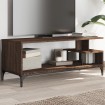 Mueble de TV madera de ingeniería y acero marrón 102x40x41 cm