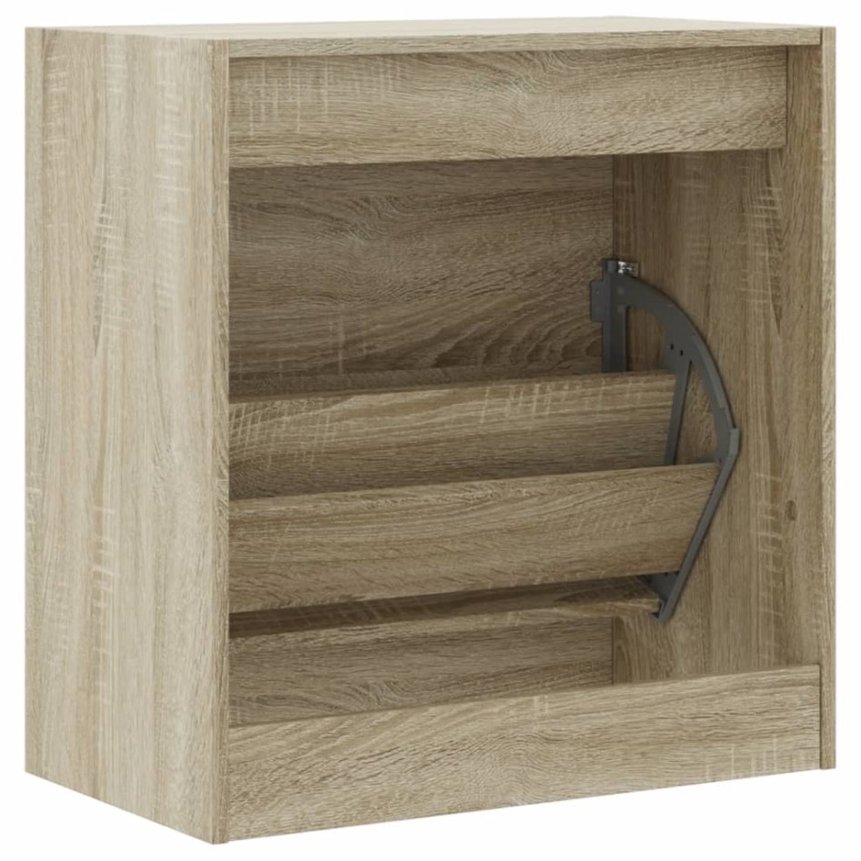 Zapatero de madera de ingeniería roble Sonoma 60x34x63,5