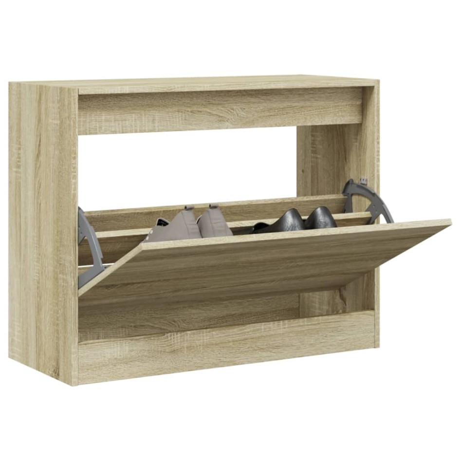 Zapatero de madera de ingeniería roble Sonoma 80x34x63
