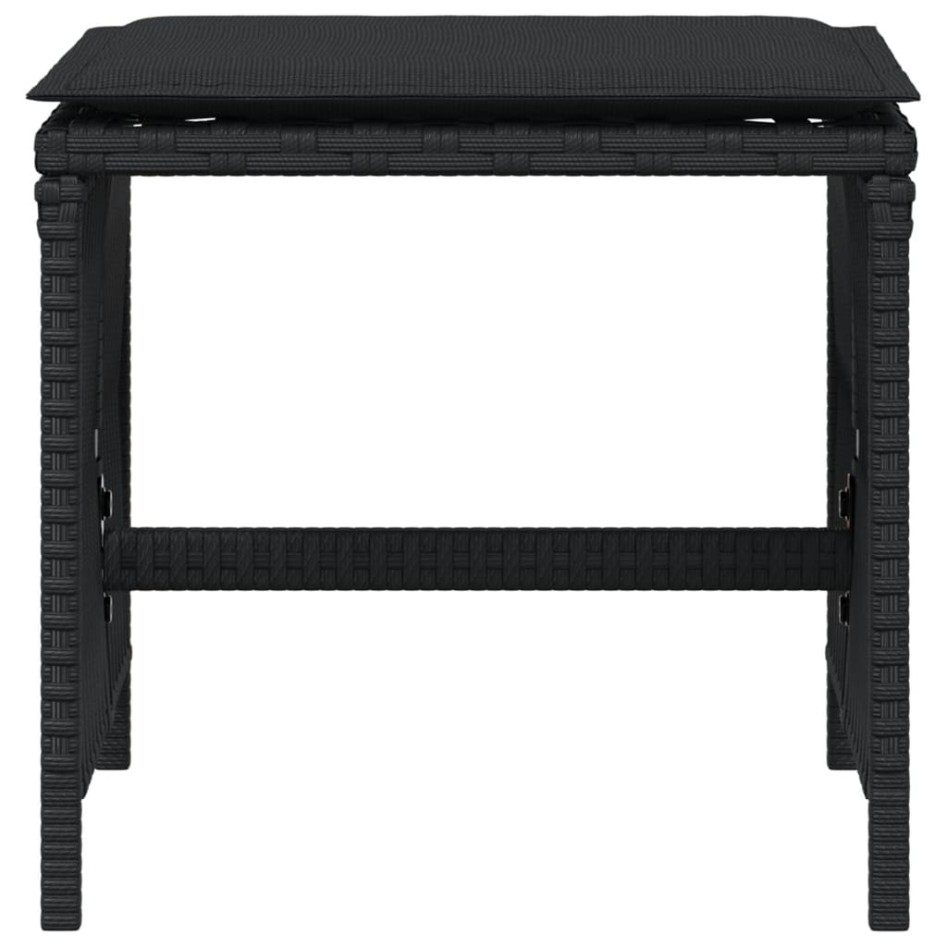 Taburetes de jardín con cojines 4 uds ratán PE negro