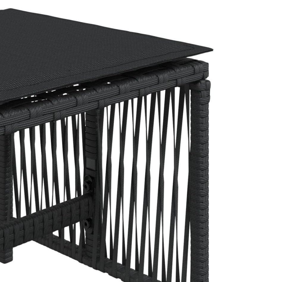 Taburetes de jardín con cojines 4 uds ratán PE negro