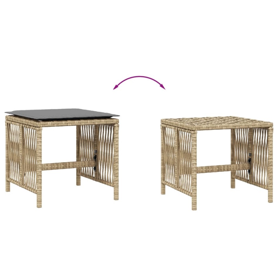Taburetes jardín cojines 4 uds ratán PE beige mezcla
