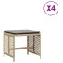 Taburetes jardín cojines 4 uds ratán PE beige mezcla