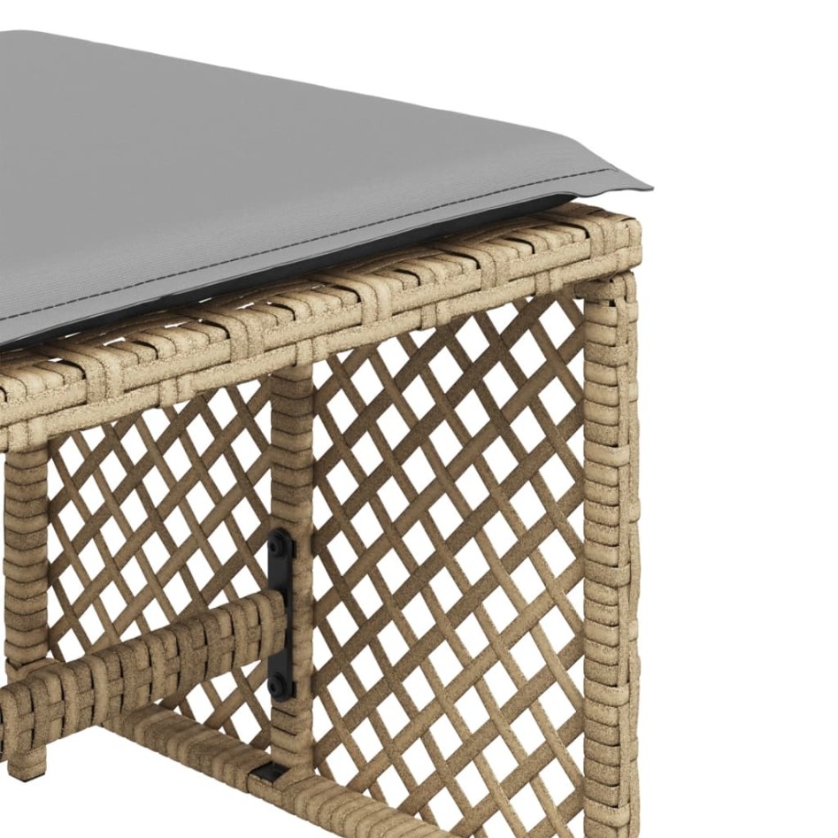 Taburetes jardín cojines 4 uds ratán PE beige mezcla