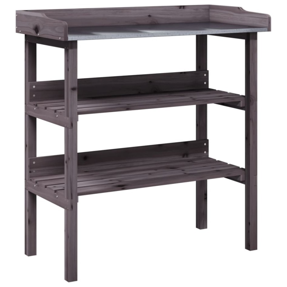 Mesa para plantas con estantes madera abeto gris 78x38x82,5