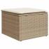Taburete de jardín con cojín ratán sintético beige
