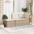 Taburete de jardín con cojín ratán sintético beige