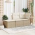Taburete de jardín con cojín ratán sintético beige