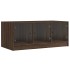 Mesa de centro con puertas de vidrio marrón roble 102x50x42