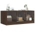 Mesa de centro con puertas de vidrio marrón roble 102x50x42