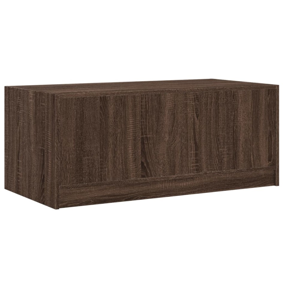 Mesa de centro con puertas de vidrio marrón roble 102x50x42