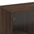 Mesa de centro con puertas de vidrio marrón roble 102x50x42
