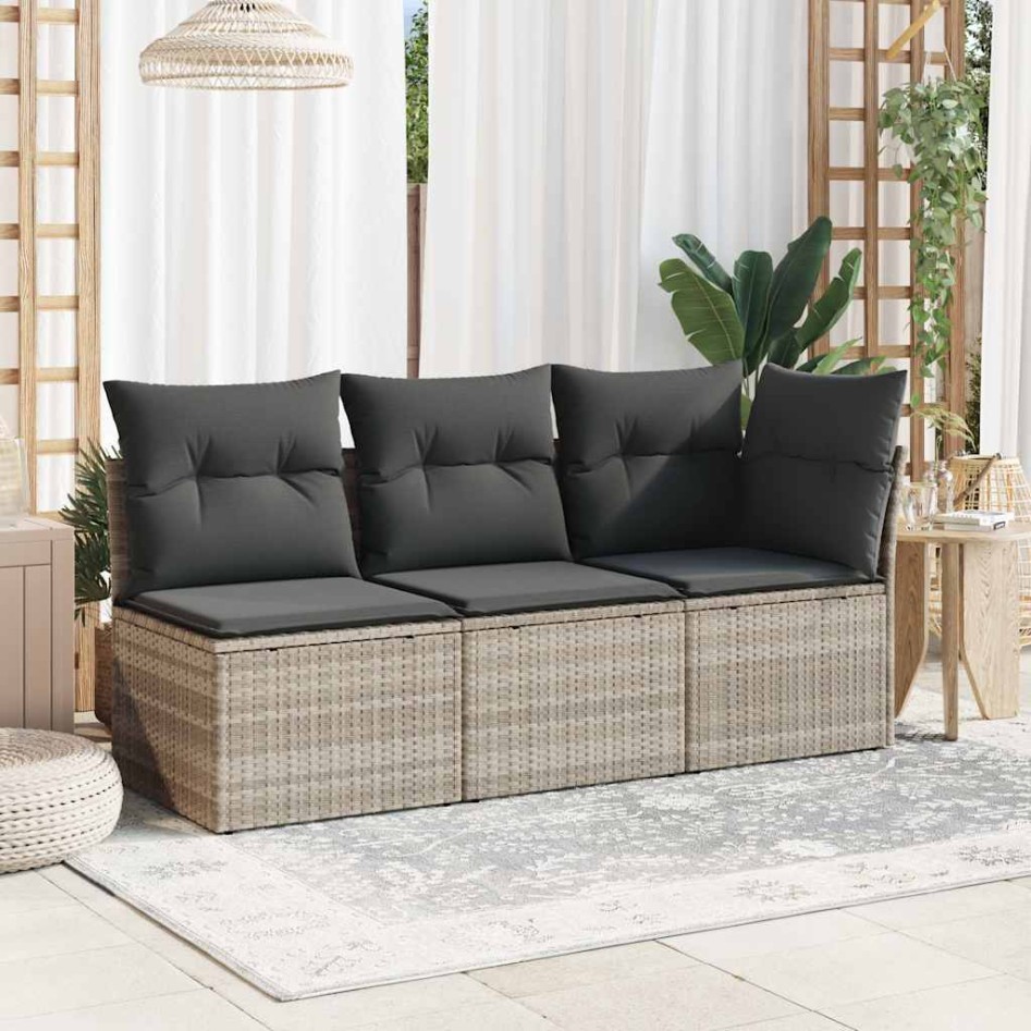 Silla jardín sin reposabrazos con cojines ratán PE gris