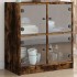 Armario auxiliar puertas de vidrio roble ahumado 68x37x75,5
