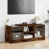 Mueble de TV con puertas de vidrio roble ahumado 102x37x42