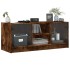 Mueble de TV con puertas de vidrio roble ahumado 102x37x42