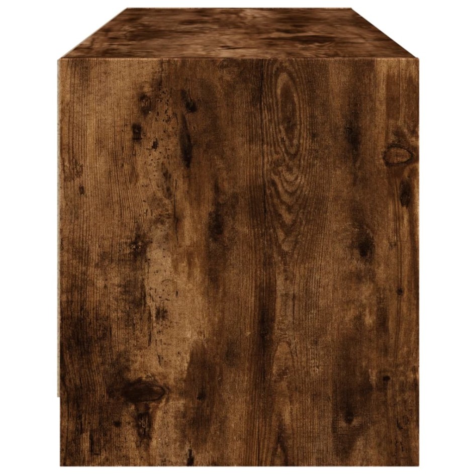 Mueble de TV con puertas de vidrio roble ahumado 102x37x42