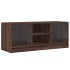 Mueble de TV con puertas de vidrio marrón roble 102x37x42