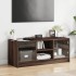 Mueble de TV con puertas de vidrio marrón roble 102x37x42