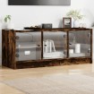 Mueble de TV con puertas de vidrio roble ahumado 102x37x42 cm