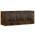 Mueble de TV con puertas de vidrio roble ahumado 102x37x42