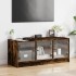 Mueble de TV con puertas de vidrio roble ahumado 102x37x42