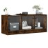 Mueble de TV con puertas de vidrio roble ahumado 102x37x42