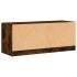 Mueble de TV con puertas de vidrio roble ahumado 102x37x42