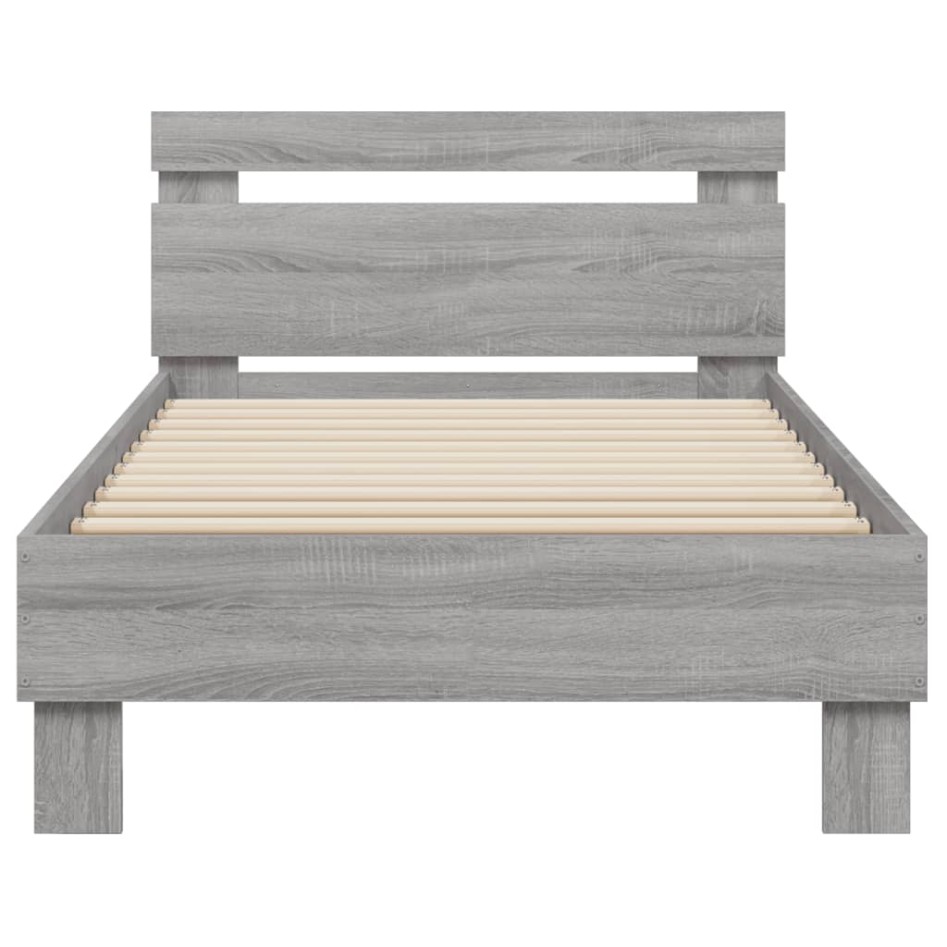 Cama con cabecero madera de ingeniería gris Sonoma 75x190