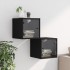 Mesitas de noche con puertas de vidrio 2 uds negro 35x37x35