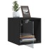 Mesitas de noche con puertas de vidrio 2 uds negro 35x37x35