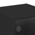 Mesitas de noche con puertas de vidrio 2 uds negro 35x37x35