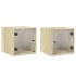Mesitas noche con puertas vidrio 2 uds roble Sonoma 35x37x35