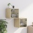 Mesitas noche con puertas vidrio 2 uds roble Sonoma 35x37x35