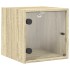 Mesitas noche con puertas vidrio 2 uds roble Sonoma 35x37x35