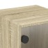 Mesitas noche con puertas vidrio 2 uds roble Sonoma 35x37x35