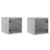 Mesitas noche con puertas vidrio 2 uds gris Sonoma 35x37x35