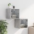 Mesitas noche con puertas vidrio 2 uds gris Sonoma 35x37x35