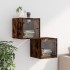 Mesitas noche puertas de vidrio 2 uds roble ahumado 35x37x35