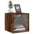 Mesitas noche puertas de vidrio 2 uds roble ahumado 35x37x35