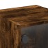Mesitas noche puertas de vidrio 2 uds roble ahumado 35x37x35