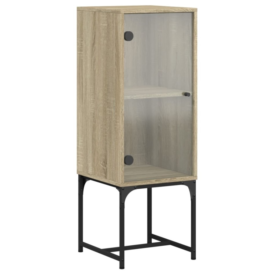 Armario auxiliar con puerta de vidrio roble Sonoma 35x37x100