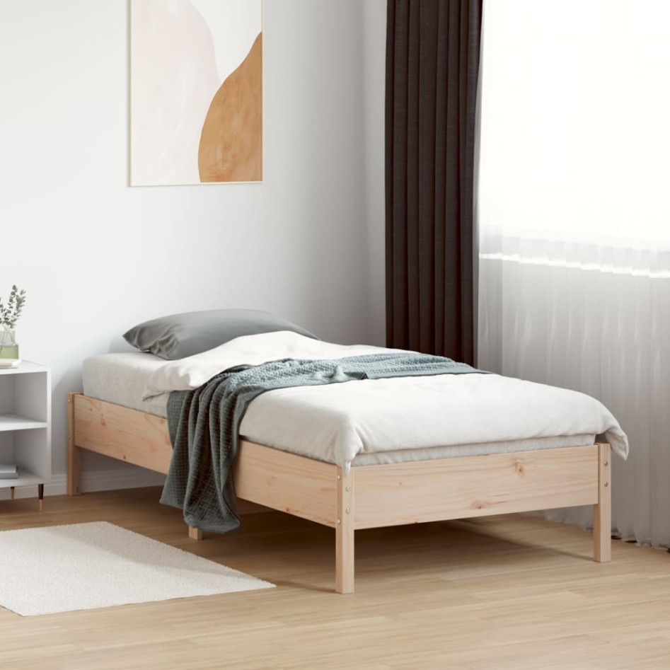 Estructura de cama sin colchón madera maciza pino 75x190