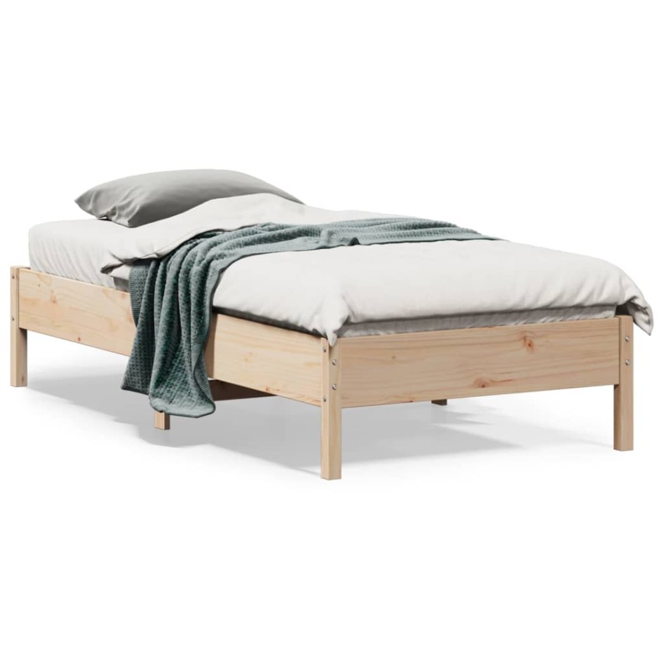 Estructura de cama sin colchón madera maciza de pino 90x190