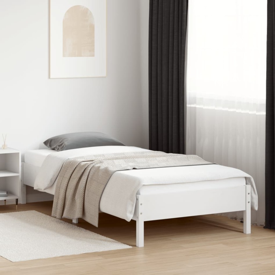 Estructura de cama sin colchón madera de pino blanca 90x200