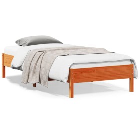 Estructura de cama sin colchón madera de pino marrón 90x200