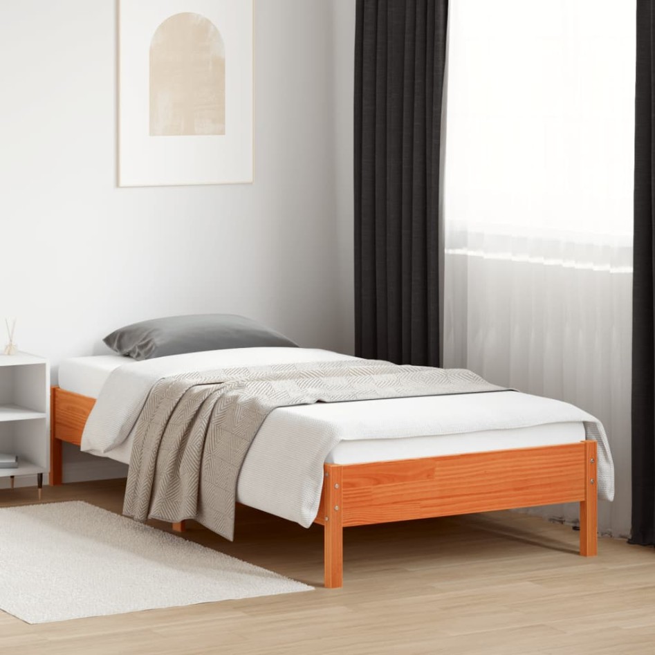 Estructura de cama sin colchón madera de pino marrón 90x200